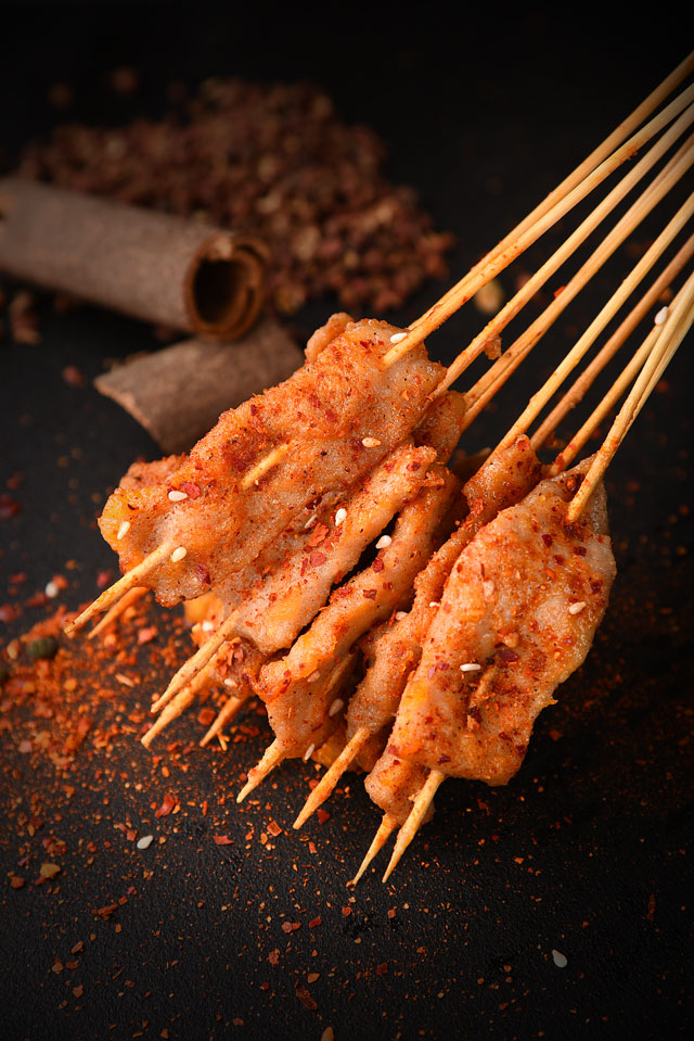 蚝油肉片把把串